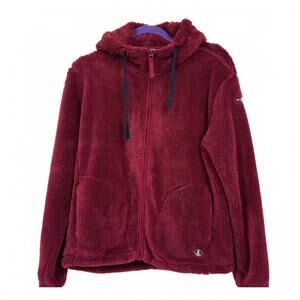 NEW BATELA women's fleece zip front jacket in burgundy